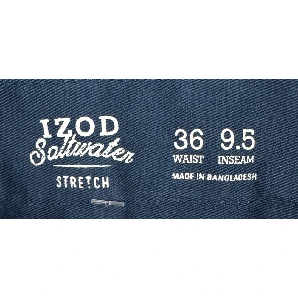 NEW Izod Saltwater Shorts Mens 36X9.5 Relaxed Classics Navy Blue Chino Stretch